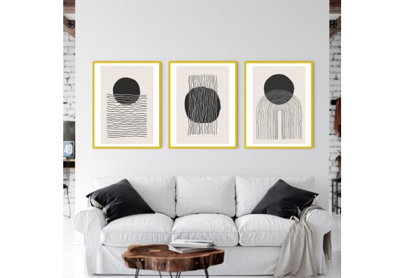 ÇERÇEVELİ ÜÇLÜ ABSTRACT TABLO SETİ